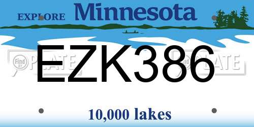 EZK386 Minnesota License Plate