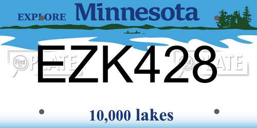 EZK428 Minnesota License Plate