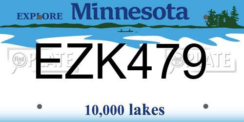 EZK479 Minnesota License Plate
