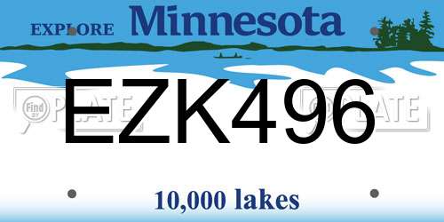 EZK496 Minnesota License Plate