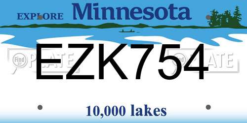 EZK754 Minnesota License Plate