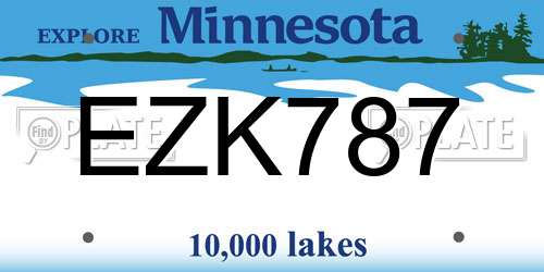EZK787 Minnesota License Plate