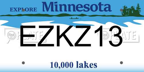 EZKZ13 Minnesota License Plate