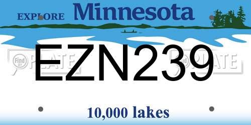 EZN239 Minnesota License Plate