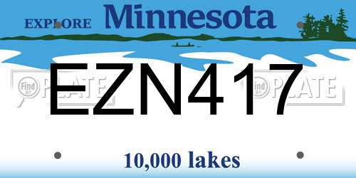 EZN417 Minnesota License Plate