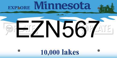 EZN567 Minnesota License Plate