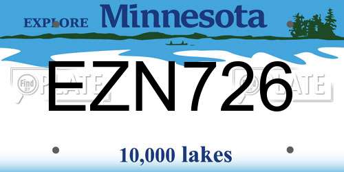 EZN726 Minnesota License Plate