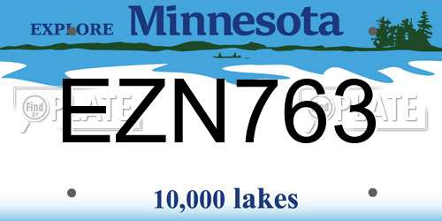 EZN763 Minnesota License Plate