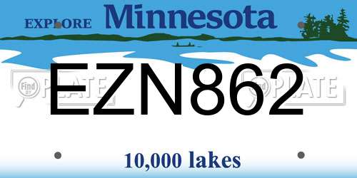 EZN862 Minnesota License Plate