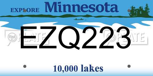 EZQ223 Minnesota License Plate