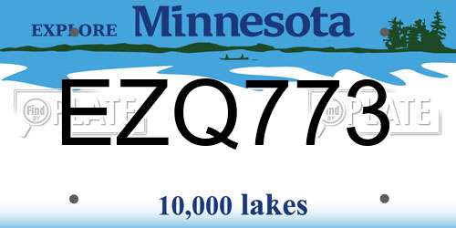 EZQ773 Minnesota License Plate