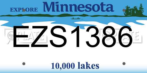 EZS1386 Minnesota License Plate