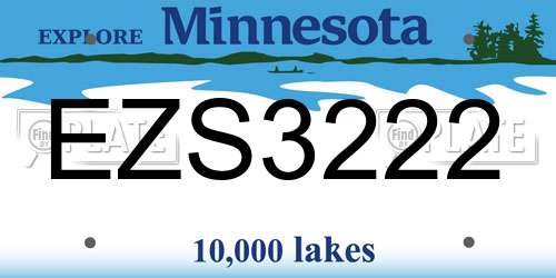 EZS3222 Minnesota License Plate