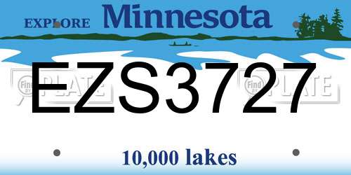EZS3727 Minnesota License Plate