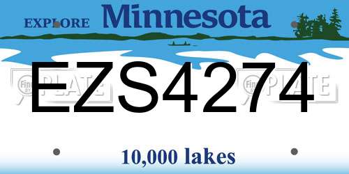 EZS4274 Minnesota License Plate