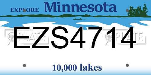 EZS4714 Minnesota License Plate