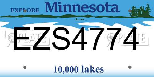 EZS4774 Minnesota License Plate