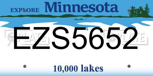 EZS5652 Minnesota License Plate