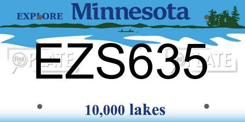 EZS635 Minnesota License Plate