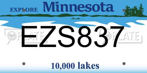 EZS837 Minnesota License Plate