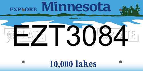 EZT3084 Minnesota License Plate