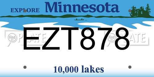 EZT878 Minnesota License Plate