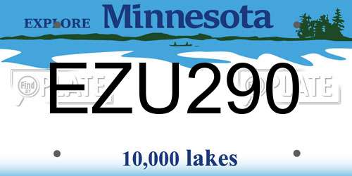 EZU290 Minnesota License Plate