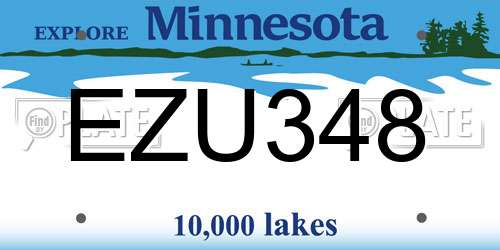 EZU348 Minnesota License Plate