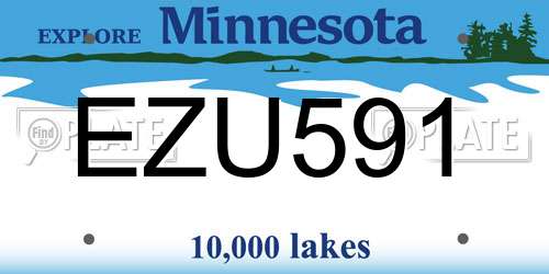 EZU591 Minnesota License Plate