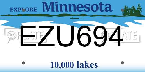 EZU694 Minnesota License Plate