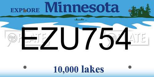 EZU754 Minnesota License Plate