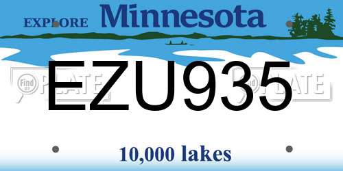 EZU935 Minnesota License Plate