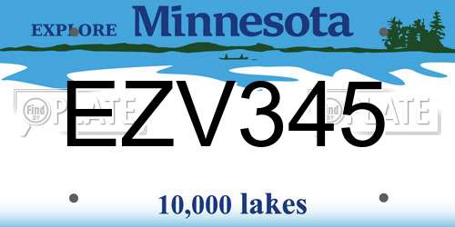 EZV345 Minnesota License Plate
