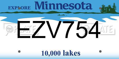 EZV754 Minnesota License Plate