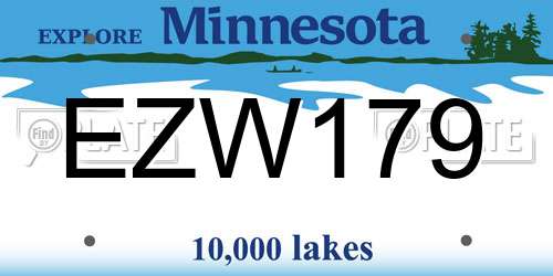 EZW179 Minnesota License Plate