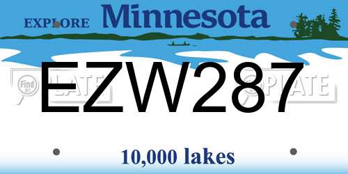 EZW287 Minnesota License Plate
