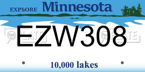 EZW308 Minnesota License Plate