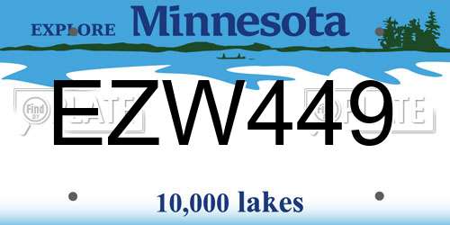 EZW449 Minnesota License Plate