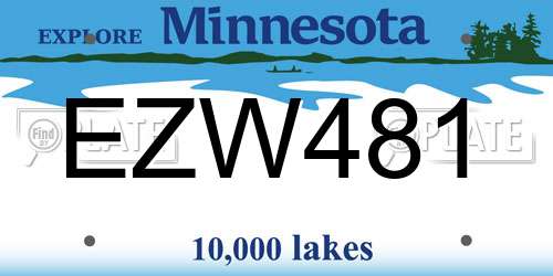 EZW481 Minnesota License Plate