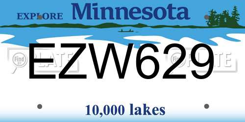 EZW629 Minnesota License Plate