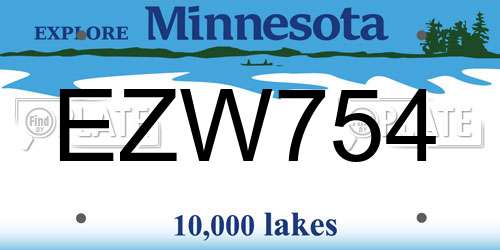 EZW754 Minnesota License Plate
