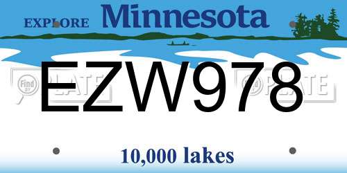 EZW978 Minnesota License Plate