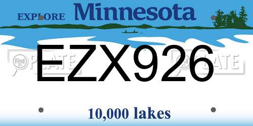 EZX926 Minnesota License Plate