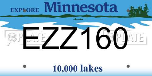 EZZ160 Minnesota License Plate
