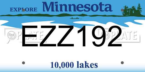 EZZ192 Minnesota License Plate