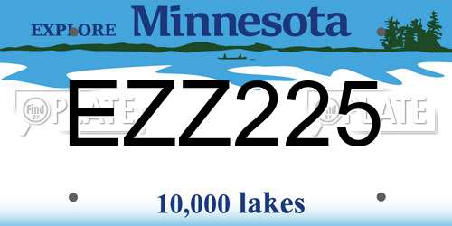 EZZ225 Minnesota License Plate