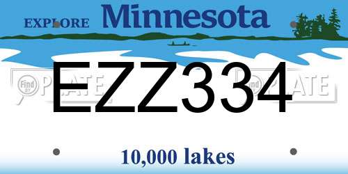 EZZ334 Minnesota License Plate