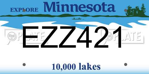 EZZ421 Minnesota License Plate