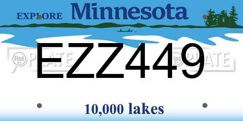 EZZ449 Minnesota License Plate
