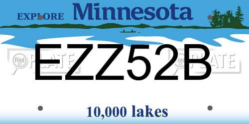 EZZ52B Minnesota License Plate